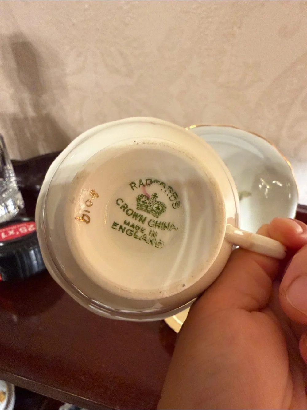 Vintage Radfords Crown China pink rose tea cup and saucer set England